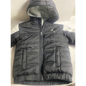 Air Jordan Jumpman Boys Winter Hooded Puffer Coat 5-6 yrs Black Gray White